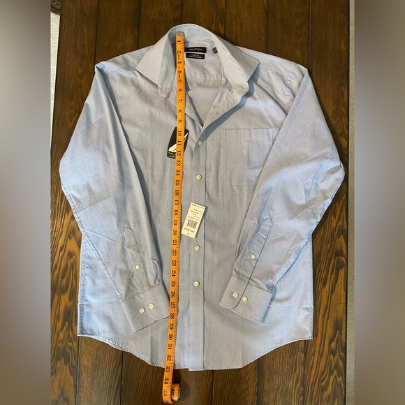 🆕 Nautica Classic Fit White and Blue Tattersall Button Down Dress Shirt - Picture 12 of 12